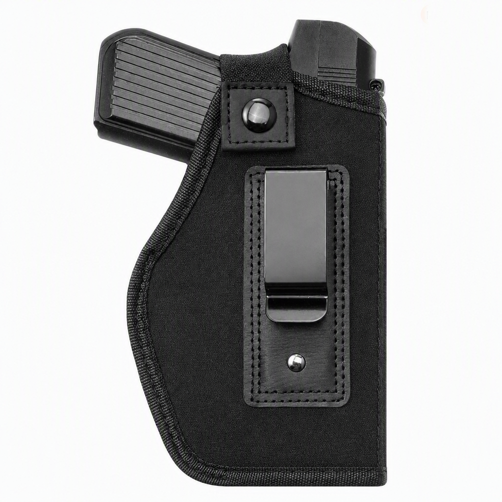 Durable universal tactical holster for compact & mid‑size pistols. Reinforced nylon, strong metal belt clip, ambidextrous IWB/OWB carry, slim profile for everyday concealed carry, training, and tactical use. Fast shipping from Blank Armory Supply.