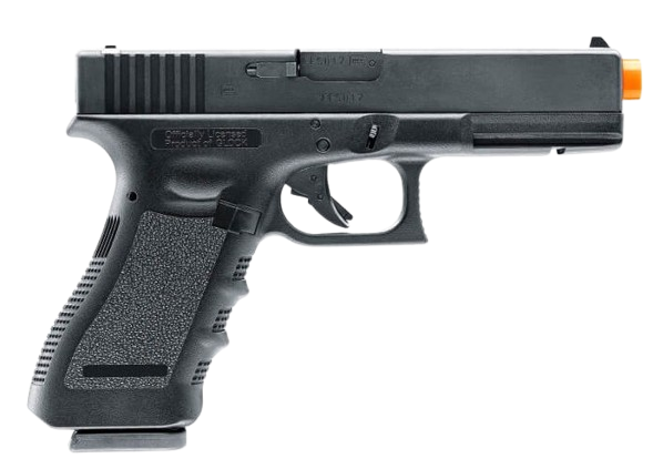 Glock G17 Gen 4 GBB 6mm airsoft pistol displayed in a clean tactical layout, full‑size replica with polymer frame and metal slide