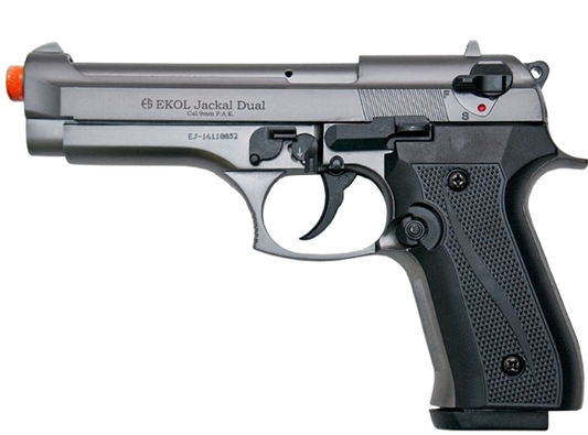 The Jackal front‑firing blank gun modeled after the 92‑series pistol with steel‑alloy frame and realistic full‑weight design