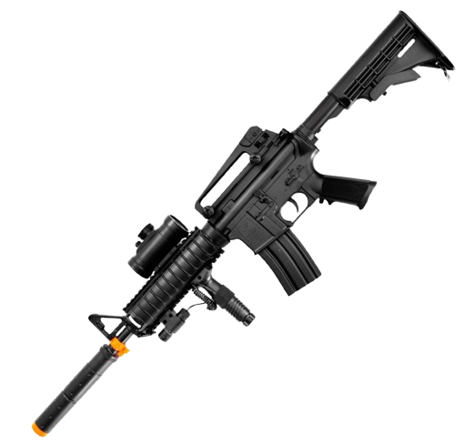 M83 M4A1 Carbine electric airsoft rifle in black polymer finish, full‑size AEG with adjustable stock and tactical rail system