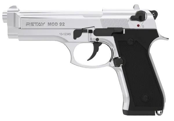 Retay Mod 92 full‑metal 9mm P.A.K blank‑firing pistol modeled after Beretta 92
