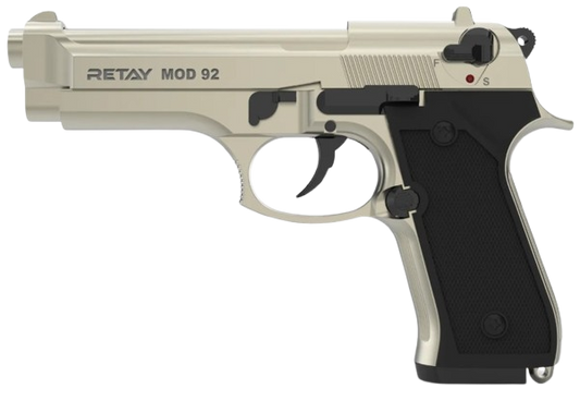 Retay Mod 92 full‑metal 9mm P.A.K blank‑firing pistol modeled after Beretta 92