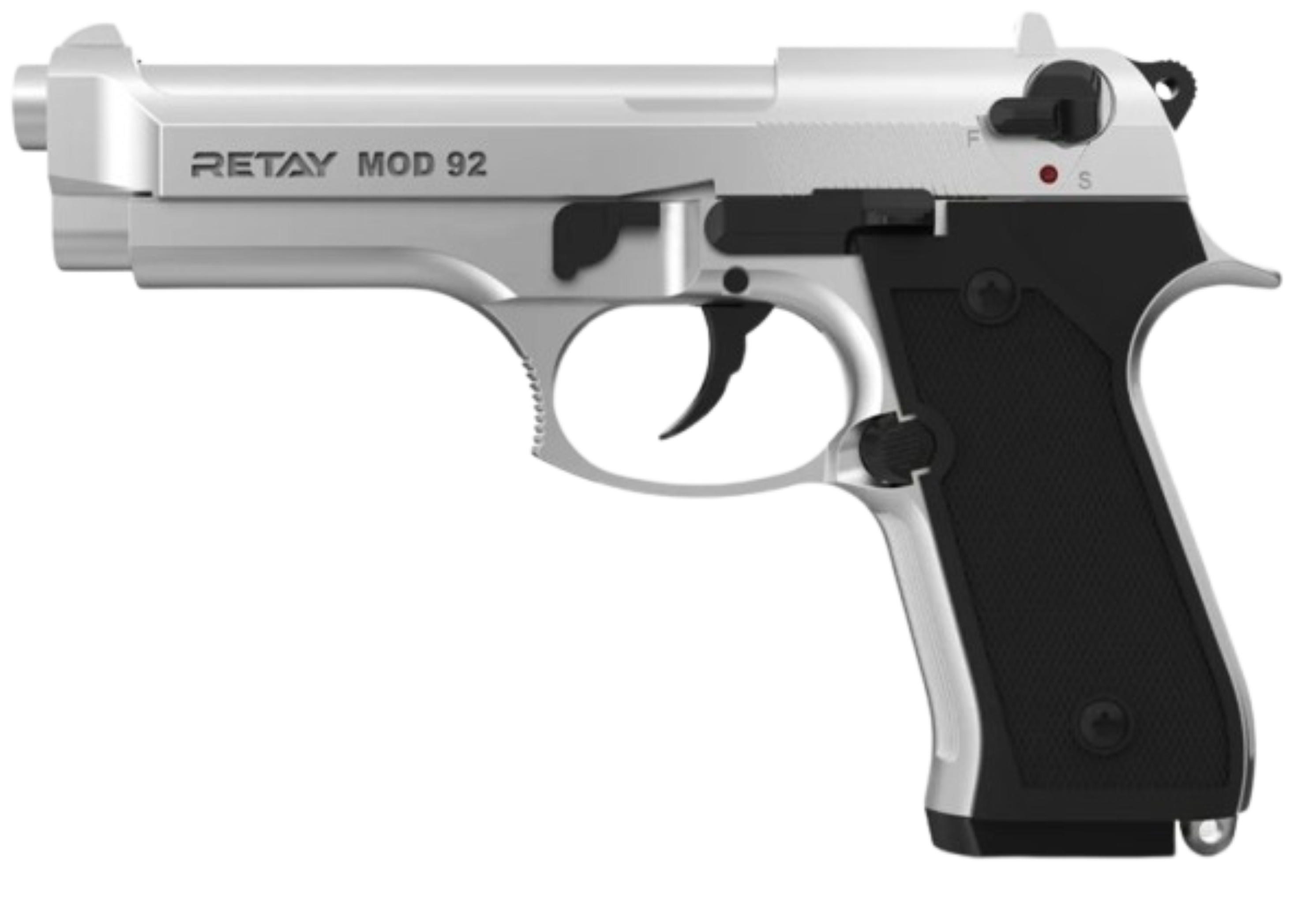 Retay MOD92 Chrome Front-Firing Blank Pistol
