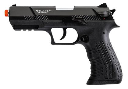 Black handgun with visible branding on a white background
