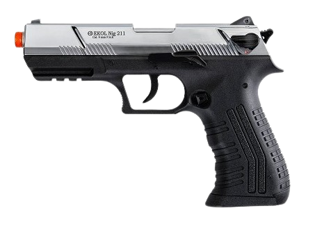Chrome Blank Gun Pistol
• 	9mm PAK Chrome
• 	Premium Blank Gun
• 	High Realism Replica
• 	Training & Film Equipment
• 	Prop Gun Chrome Finish