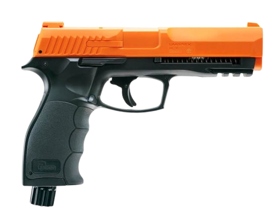 T4E HDP P2P .50 cal self‑defense pepper pistol displayed in a clean tactical layout, compact CO2‑powered defense marker.