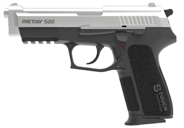 Retay S22 Chrome front‑firing 9mm PAK blank pistol