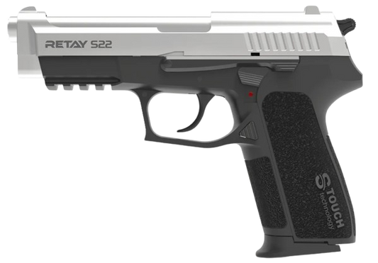Retay S22 Chrome front‑firing 9mm PAK blank pistol
