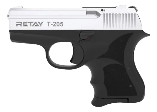 Retay T205 compact front‑firing 9mm P.A.K blank‑firing pistol with realistic full‑metal design