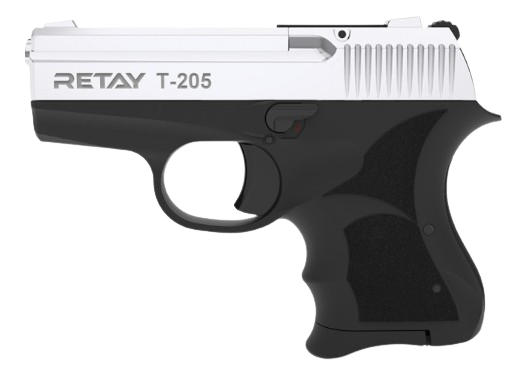 Retay T205 compact front‑firing 9mm P.A.K blank‑firing pistol with realistic full‑metal design