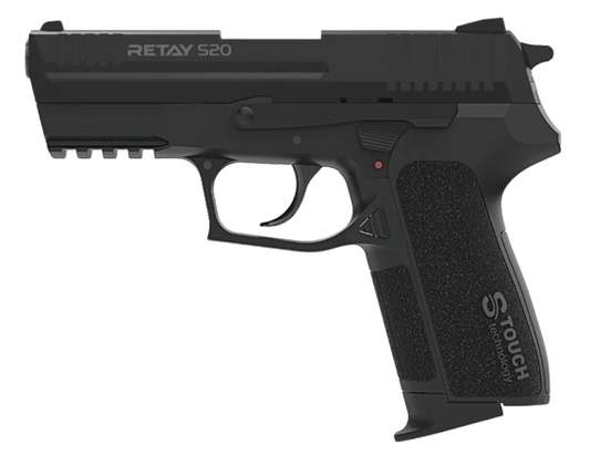 Retay S20 compact 9mm P.A.K blank‑firing pistol with realistic full‑metal design