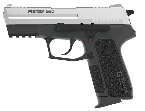 Retay S20 compact 9mm P.A.K blank‑firing pistol with realistic full‑metal design