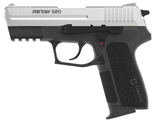 Retay S20 compact 9mm P.A.K blank‑firing pistol with realistic full‑metal design