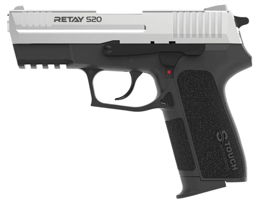 Retay S20 compact 9mm P.A.K blank‑firing pistol with realistic full‑metal design