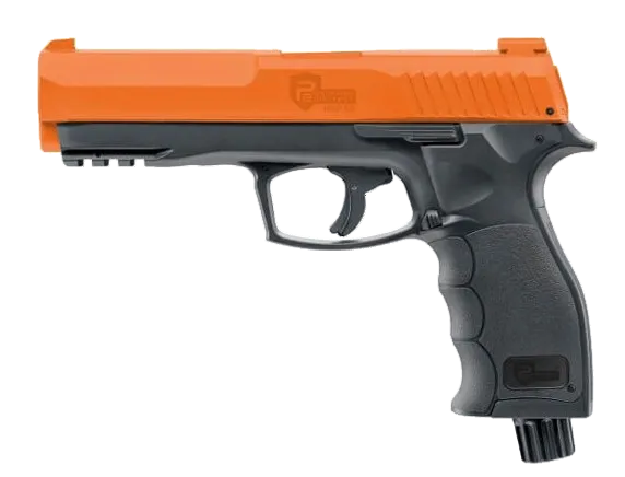 T4E HDP P2P .50 cal self‑defense pepper pistol displayed in a clean tactical layout, compact CO2‑powered defense marker.