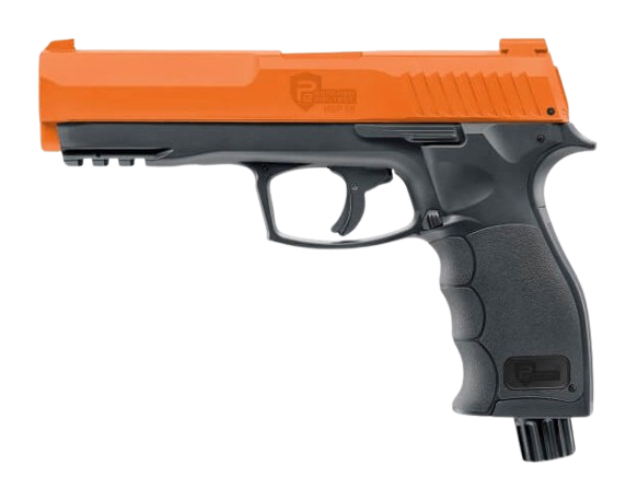 T4E HDP P2P .50 cal self‑defense pepper pistol displayed in a clean tactical layout, compact CO2‑powered defense marker.