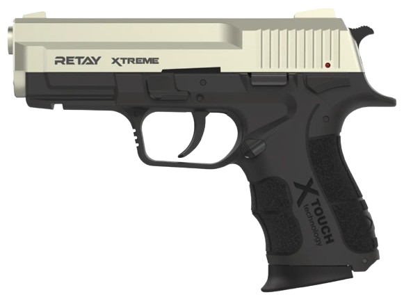 Retay Xtreme Satin 9mm P.A.K blank‑firing pistol with realistic recoil