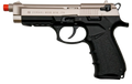 “Zoraki M918 front‑firing 9mm PAK blank gun pistol in satin two‑tone finish with orange tip.”