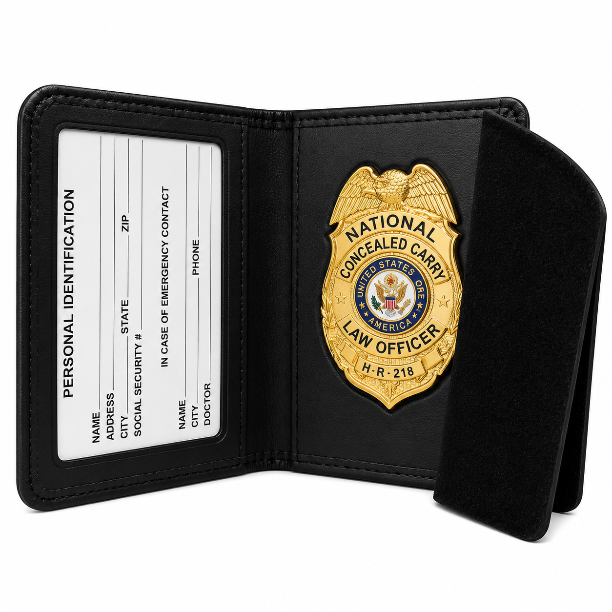 H.R. 218 Gold Badge For Retired Law Enforcement Officers with leather case