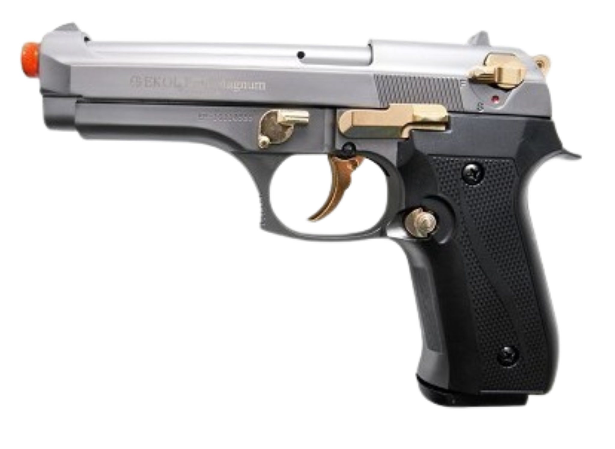 V92F Fume Finish with Gold Fittings - Front Firing Blank Gun